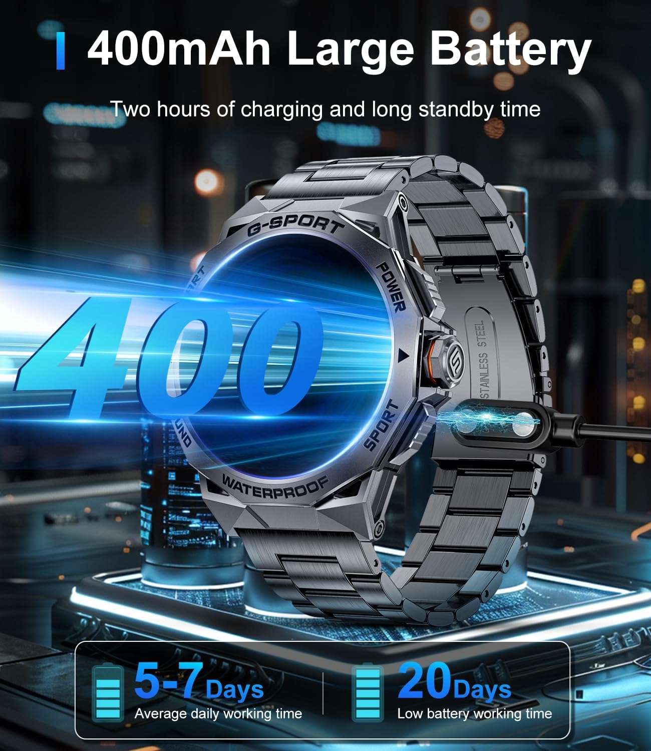 LIGE Military Smart Watch for Men(Dial&Answers),1.43" Always on Display Smartwatch for Android iOS with 400mAH,120+ Sports Modes,Heart Rate/Blood Pressure Tracker,Multifunction Smart Watch Space Grey - Image 8