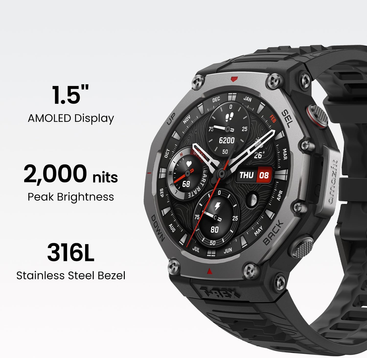 Amazfit T-Rex 3 Military Smart Watch 48mm, Fitness Watches with GPS (with Privacy), AI, Voice Control, Offline Maps, for Android or iPhone, 170 Sports Modes, 328ft Water-Resistant, Black - Image 7
