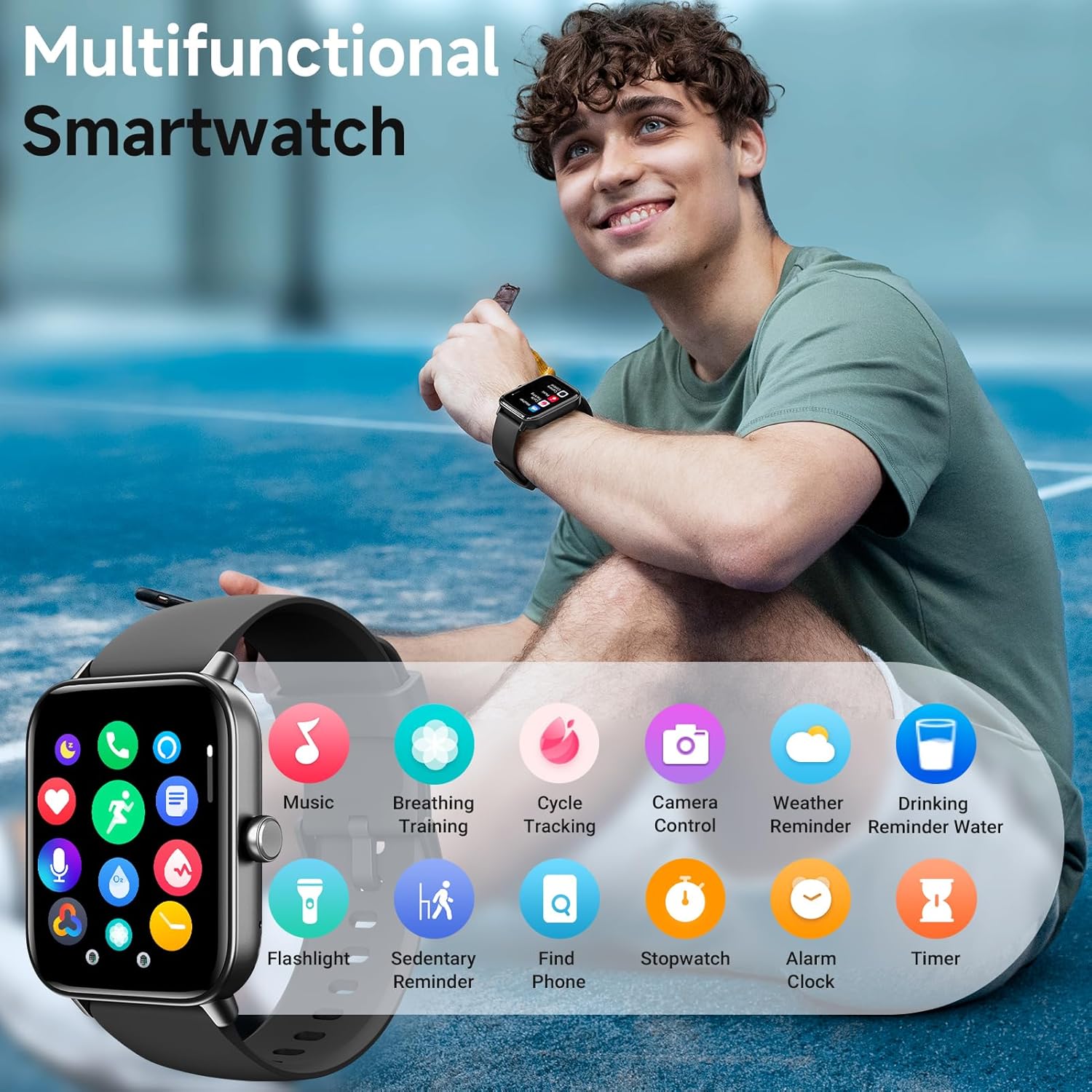 Smart Watches for Men Women Android & iPhone, Alexa Built-in, 1.8" Fitness Tracker with Answer/Make Calls, IP68 Waterproof Fitness Watch,Heart Rate, Sleep, SpO2 Monitor,Pedometer, Black - Image 7